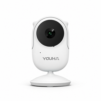 Losse witte Youha Care babyfooncamera met nachtzicht en ronde standaard, geschikt als extra camera voor de Youha Babyfoon Care.